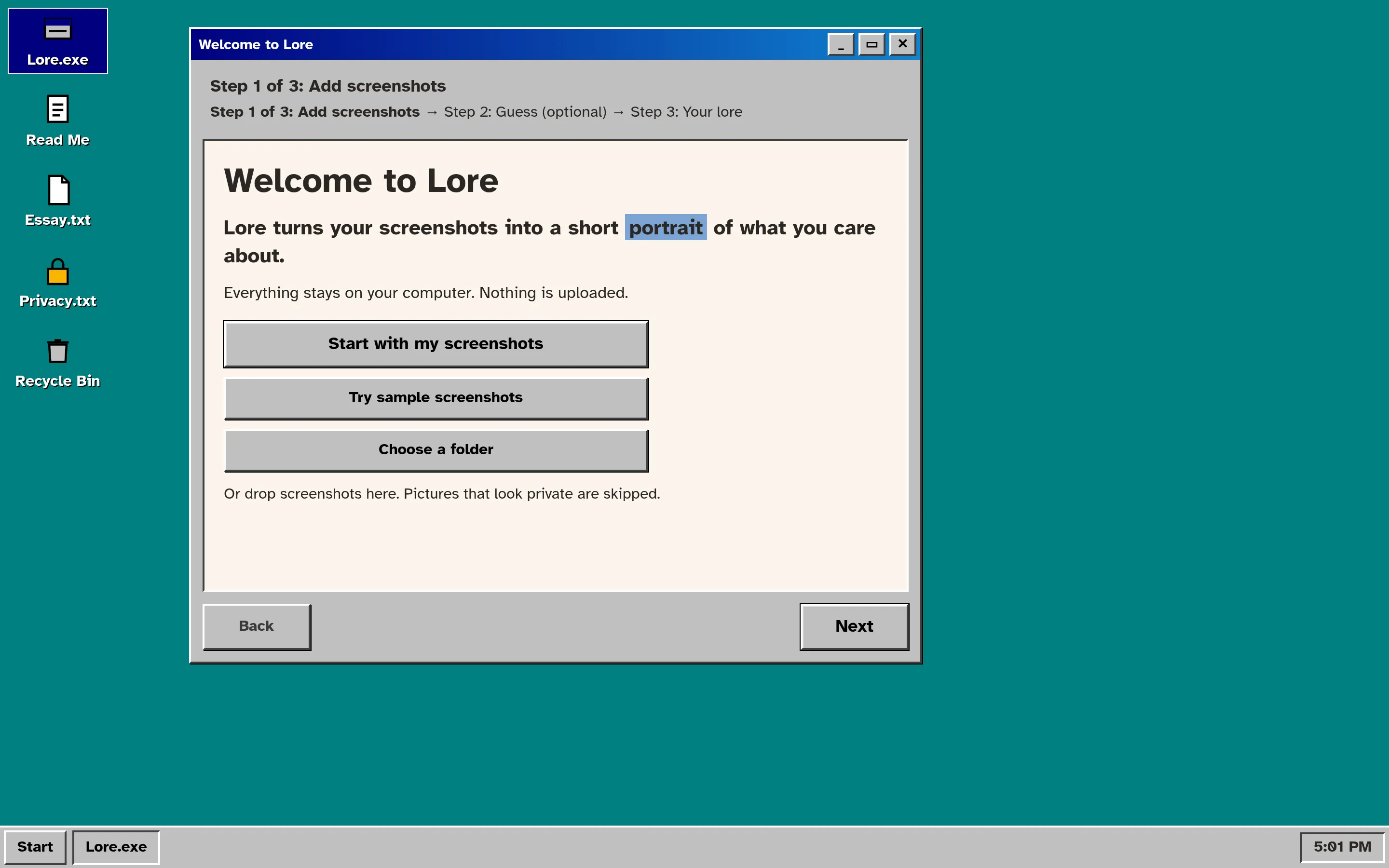 Lore homepage